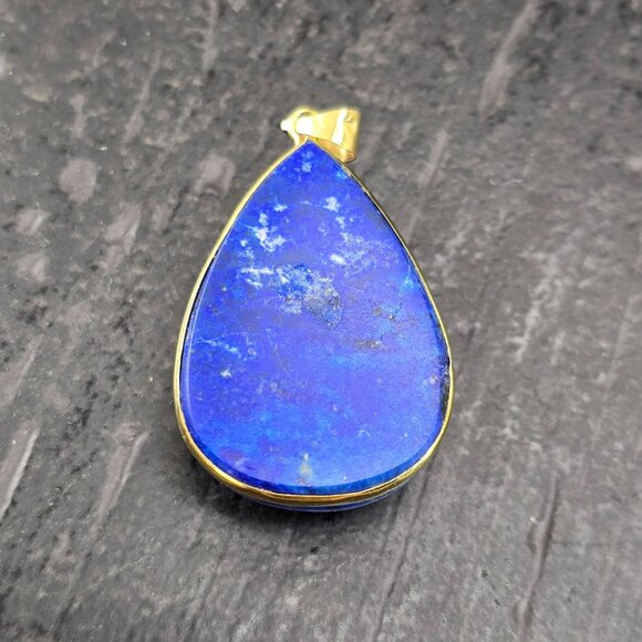 Large Lapis Lazuli Teardrop Gemstone Pendant With 14k Yellow Gold Bail Hs131 - Picture 12 of 16